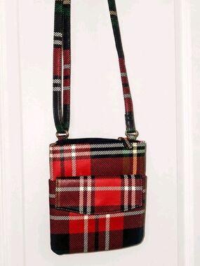 Multi Sac Women’s Red Plaid Small CPlaid Crossbody Shoulder Bag in Red and Black